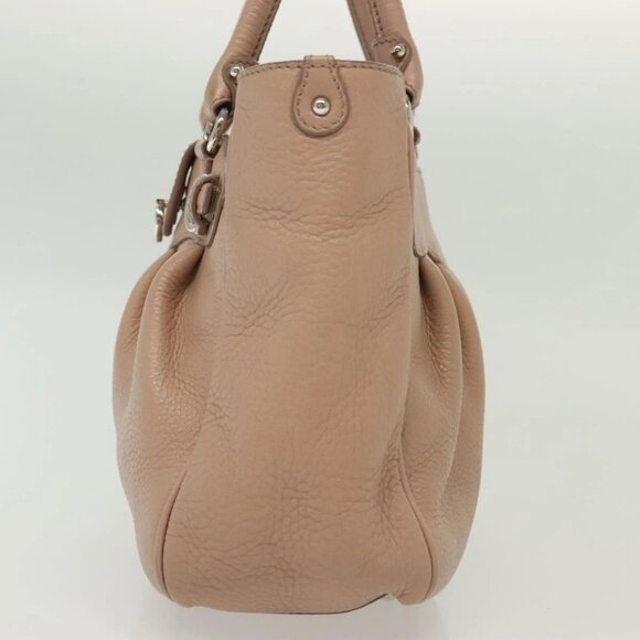 Salvatore Ferragamo Gancini Hand Bag Leather Pink Silver Auth 138865 - Picture 5 of 16